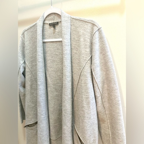 Eileen Fisher merino wool open-front cardigan in grey with zipper pockets XS - Picture 7 of 7